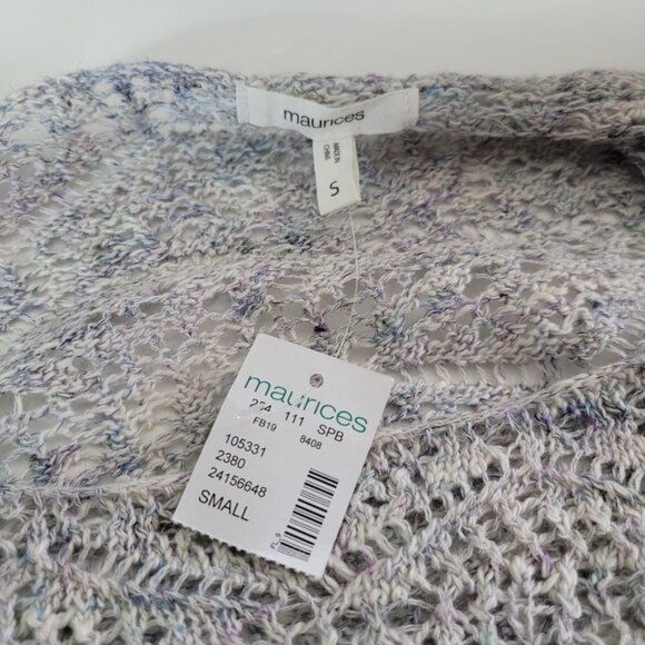 Maurices Sweater Crochet Knit Long Sleeve Gray Blue Womens Small Lightweight - Picture 4 of 11